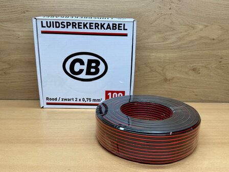 Luidspeaker kabel rood zwart 2x0,75mm&sup2;.