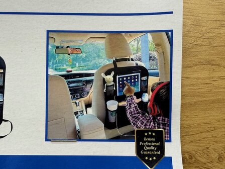 Autostoel organizer met tablet houder.