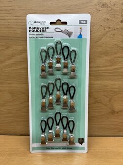 Handdoek klemmenset zwart/grijs 15 dlg.