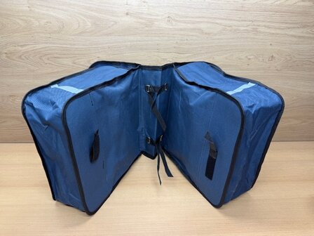 Fietstas dubbel canvas blauw 35 liter.