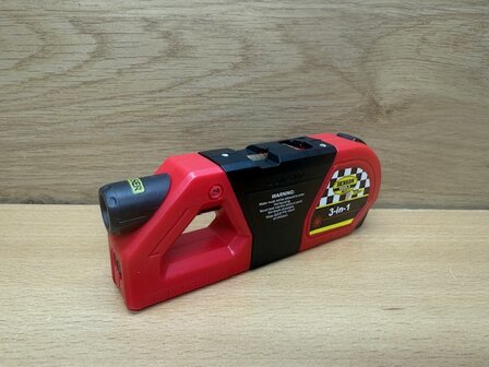 Rolmaat met laser en 2 waterpassen 3m.