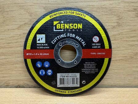 Slijpschijf voor metaal 115mm. x 1mm. 