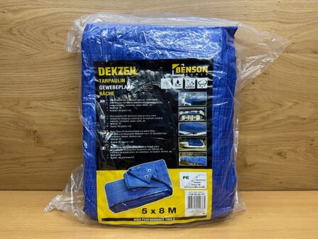 Dekzeil blauw 5x8 m.