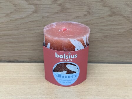 Bolsius stompkaars Rusty Pink print 80x68mm.