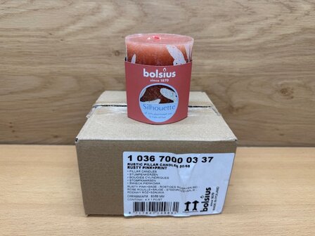 Bolsius stompkaars Rusty Pink print 80x68mm.