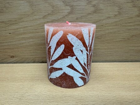 Bolsius stompkaars Rusty Pink print 80x68mm.