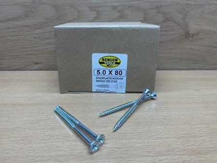 Spaanplaatschroeven 5.0x80mm, doos met 200 st.