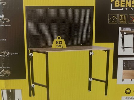 Werkbank inklapbaar 146x122x54cm.