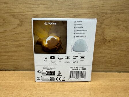 Nachtlampje wolk wit oplaadbaar.