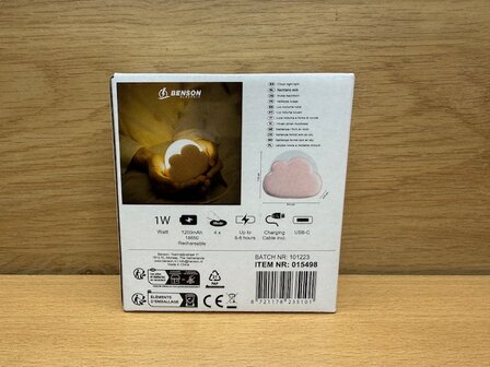 Nachtlampje wolk rose oplaadbaar.