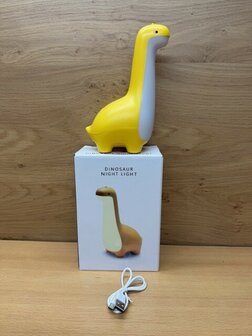 Nachtlamp dinosaurus geel dimbaar oplaadbaar.