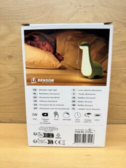 Nachtlamp dinosaurus groen dimbaar oplaadbaar.