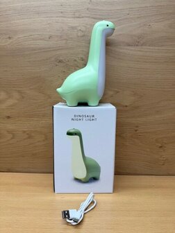 Nachtlamp dinosaurus groen dimbaar oplaadbaar.