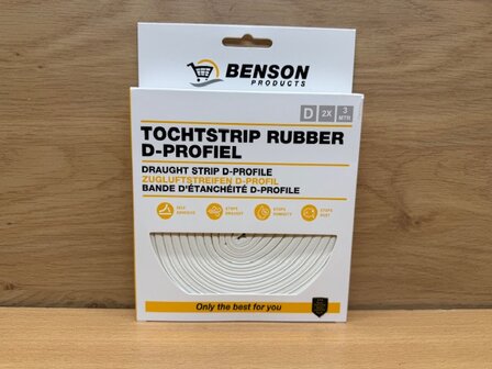 Tochtband EPDM D-profiel wit 2x3m.