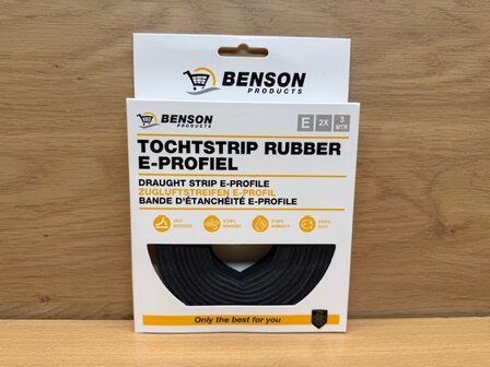 Tochtband EPDM E-profiel zwart 2x3m.