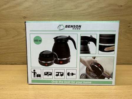 Waterkoker opvouwbaar zwart 600ml.