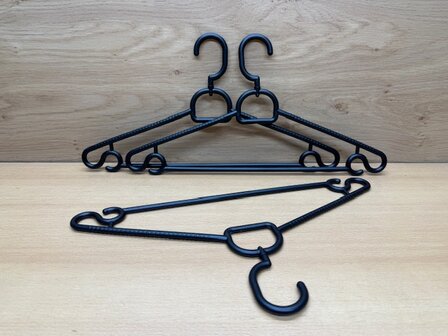 Kledinghangerset zwart kunststof 3 dlg.