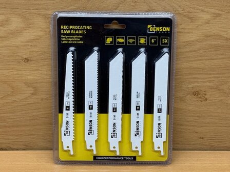 Reciprozaagbladen set hout en metaal 5 dlg.