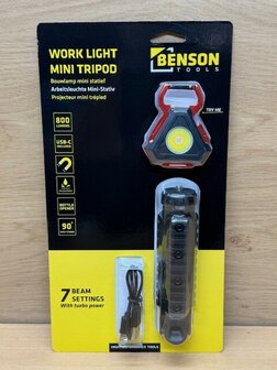 Bouwlamp mini statief 800 lumen USB-C.