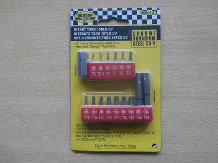 Bitset torx 16 dlg. Chroom Vanadium.