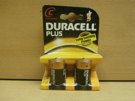 Duracell batterijenset 2xC in kartonverpakking.