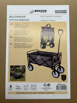 Bolderkar opvouwbaar 108 liter 80 kg.