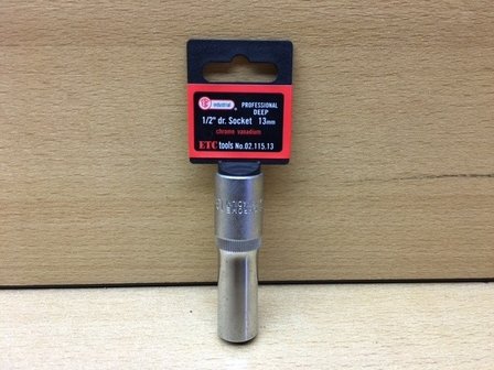 Dop 1/2&quot;, 13mm diep chroom vanadium.