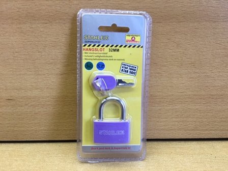 Hangslot Stahlex paars 32mm.