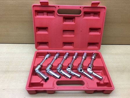 Dop-kniek-sleutelset verlengd 3/8&quot; 6 dlg.