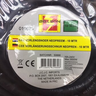 Verlengkabel CEE neopreen 10 meter.