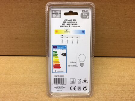 LED lamp bol, 3 watt E14.