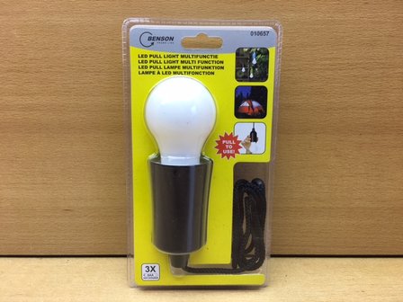 LED lamp aan trektouw op batterijen zwart.