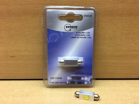 Autolamp 12 volt, 11x42mm 1-led.