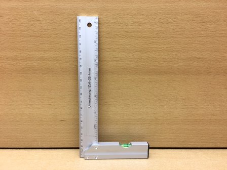 Winkelhaak met waterpas 200x100mm.