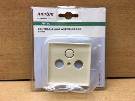 Centraalplaat antenne coax Merten Artec creme.