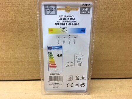 Led lamp bol, 7 watt E27.