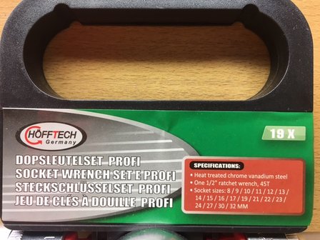 Dopsleutelset chroom vanadium Hofftech Germany 19 dlg.