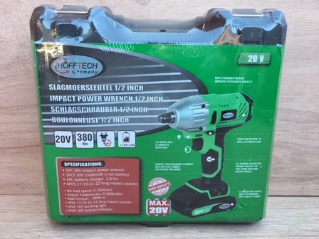 Slagmoersleutel 20 volt 1/2&quot; Li-ion.
