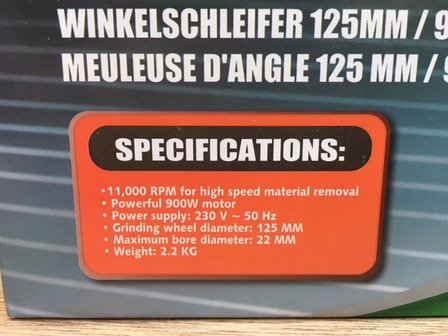 Haakse slijper 125mm Hofftech Germany (220 V, 900W)
