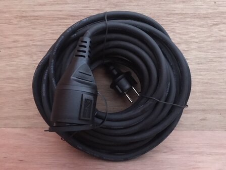 Verlengkabel rubber 3500 watt 15 meter.