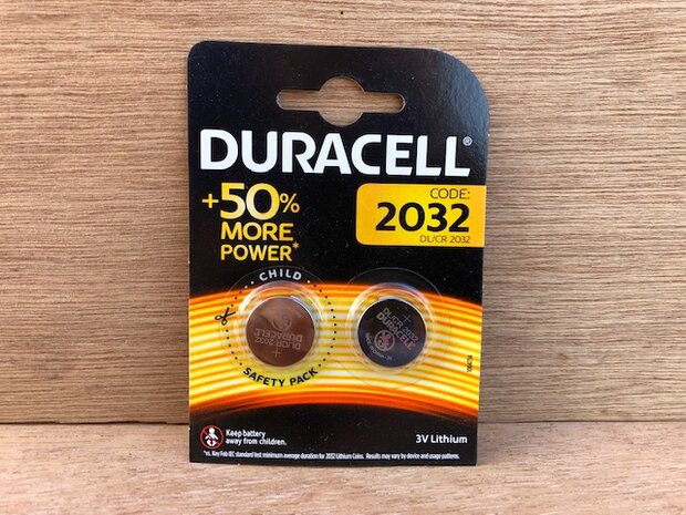 Batterijenset knoopcel Duracell Lithium CR2032 2 dlg.