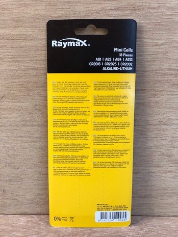 Batterijenset knoopcel Raymax 18 dlg.