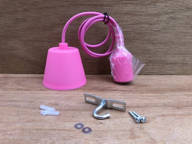 Hanglamp silicone E27 rose.