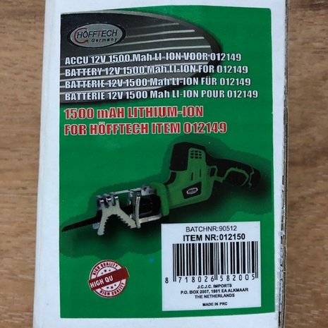 Accu voor snoeizaag 12 volt.