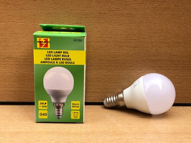 LED lamp bol, 3 watt E14.