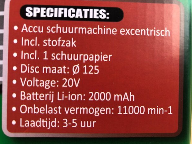 Accu schuurmachine 20 volt.