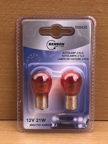 Autolampenset 12 volt 21 watt oranje 2 dlg.