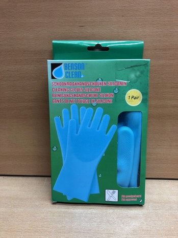 Schoonmaakhandschoenen siliconen blauw.