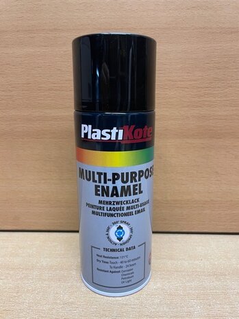 Plastikote Multi-Purpose Enamel gloss zwart.