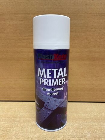 Spuitbus PlastiKote metal primer wit 400ml.